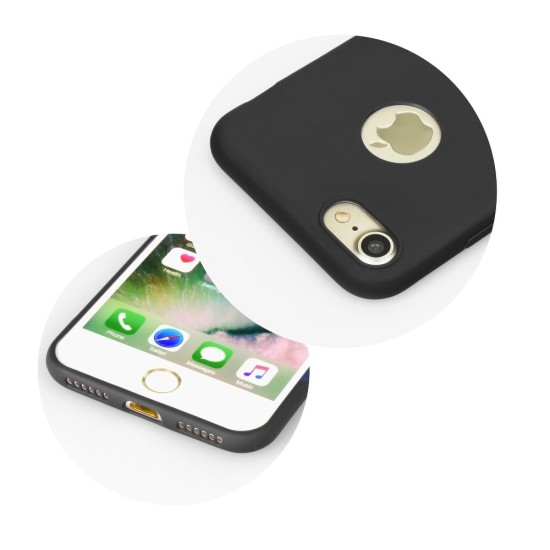 Forcell Soft Back Case priekš Apple iPhone 7 - Melns (ar izgriezumu) - matēts silikona aizmugures apvalks / bampers-vāciņš