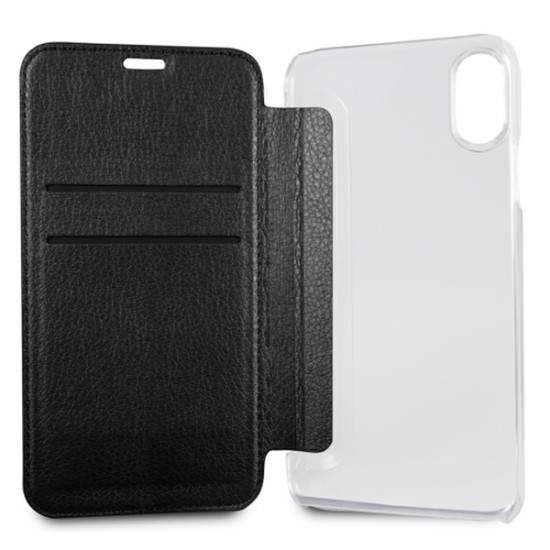 Guess Iridescent series GUFLBKI61IGLTBK priekš Apple iPhone XR - Melns - sāniski atverams maciņš (ādas maks, grāmatiņa, leather book wallet case cover stand)
