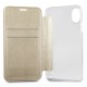 Guess Iridescent series GUFLBKI61IGLTGO priekš Apple iPhone XR - Zelts - sāniski atverams maciņš (ādas maks, grāmatiņa, leather book wallet case cover stand)