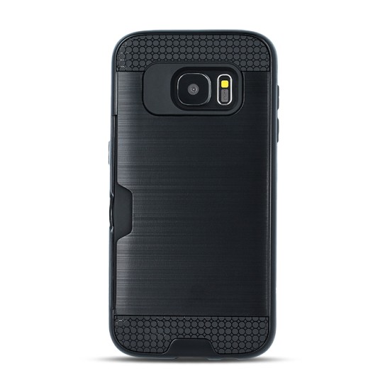 GreenGo Defender Card Case priekš Samsung Galaxy J3 (2016) J320 - Melns - triecienizturīgs silikona aizmugures apvalks (bampers, vāciņš, slim TPU silicone case shell cover, bumper)