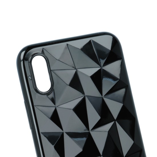 Geometric Back Case priekš Apple iPhone XS Max - Melns - silikona aizmugures apvalks (bampers, vāciņš, ultra slim TPU silicone case cover, bumper)
