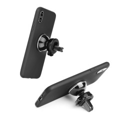 Forcell Soft Magnet Case (Microfiber) priekš Xiaomi Redmi 6 - Melns - matēts silikona aizmugures apvalks ar metālisku plāksni (bampers, vāciņš, slim TPU silicone cover shell, bumper)