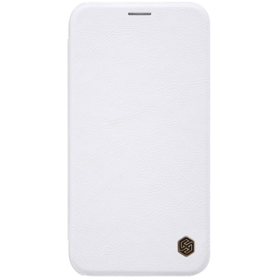 NILLKIN Qin Series Card Holder Leather Flip Case priekš Apple iPhone XR - Balts - sāniski atverams maciņš (ādas maks, grāmatiņa, leather book wallet case cover)