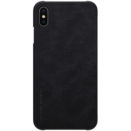 NILLKIN Qin Series Card Holder Leather Flip Case priekš Apple iPhone XS Max - Melns - sāniski atverams maciņš (ādas maks, grāmatiņa, leather book wallet case cover)