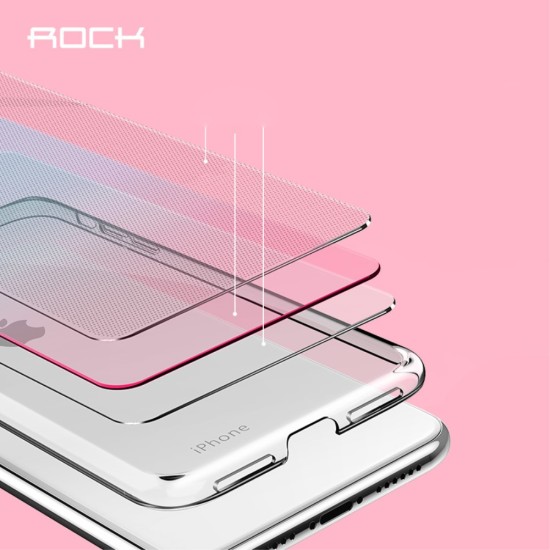 ROCK Aluminum Alloy Patch Gradient Color PC Hard Case priekš Apple iPhone XS Max - Sarkans - plastikāta aizmugures apvalks (bampers, vāciņš, slim PC case cover, bumper)