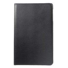 360 Rotary Litchi Skin Leather Cover w/ Stand for Samsung Galaxy Tab A 10.5 (2018) T590 / T595 - Melns - sāniski atverams maciņš ar stendu (ādas maks, grāmatiņa, leather book wallet case cover stand)