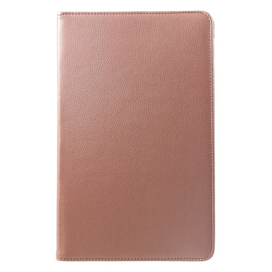 360 Rotary Litchi Skin Leather Cover w/ Stand for Samsung Galaxy Tab A 10.5 (2018) T590 / T595 - Rozā zelts - sāniski atverams maciņš ar stendu (ādas maks, grāmatiņa, leather book wallet case cover stand)