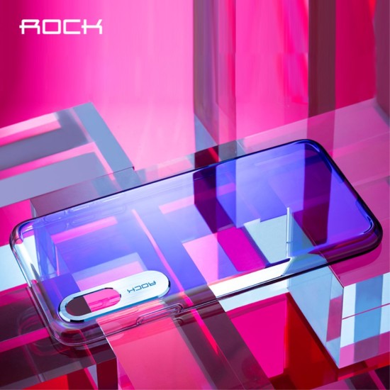 ROCK Aluminum Alloy Patch Gradient Color PC Hard Case priekš Apple iPhone XS Max - Violets - plastikāta aizmugures apvalks (bampers, vāciņš, slim PC case cover, bumper)