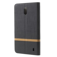 Bi-color Cross Texture Leather Stand Cover Built-in Steel Sheet for Nokia 2 - Melns - sāniski atverams maciņš ar stendu (ādas maks, grāmatiņa, leather book wallet case cover stand)