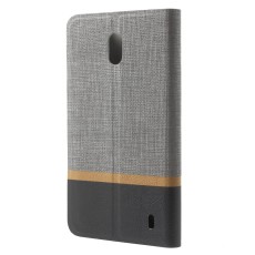 Bi-color Cross Texture Leather Stand Cover Built-in Steel Sheet for Nokia 2 - Pelēks - sāniski atverams maciņš ar stendu (ādas maks, grāmatiņa, leather book wallet case cover stand)