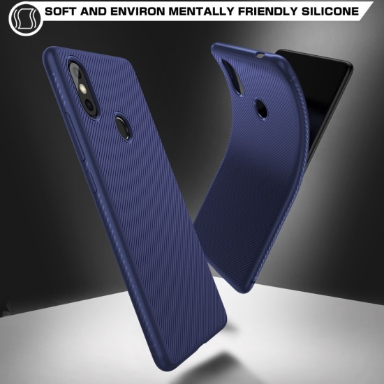 Twill Texture Silicone Mobile Phone Cover Shell priekš Xiaomi Mi 8 - Tumši zils - triecienizturīgs silikona aizmugures apvalks (bampers, vāciņš, slim TPU silicone case shell cover, bumper)