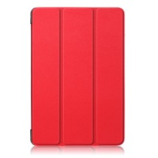Tri-fold Stand PU Smart Auto Wake/Sleep Leather Case priekš Huawei MediaPad M5 Lite 10.1 - Sarkans - sāniski atverams maciņš ar stendu