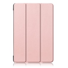 Tri-fold Stand PU Smart Auto Wake/Sleep Leather Case priekš Huawei MediaPad M5 Lite 10.1 - Rozā Zelts - sāniski atverams maciņš ar stendu