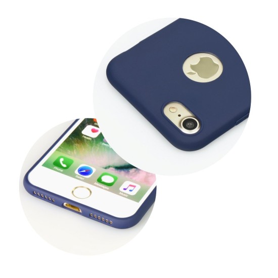 Forcell Soft Back Case priekš Apple iPhone 8 - Tumši Zils (ar izgriezumu) - matēts silikona apvalks (bampers, vāciņš, slim TPU silicone cover shell, bumper)