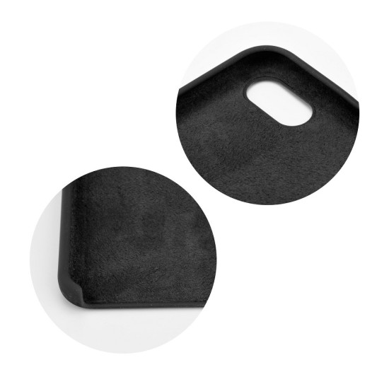 Forcell Silicone Case (Microfiber Soft Touch) priekš Apple iPhone XS Max - Melns (ar izgriezumu) - matēts silikona apvalks (bampers, vāciņš, slim TPU silicone cover shell, bumper)