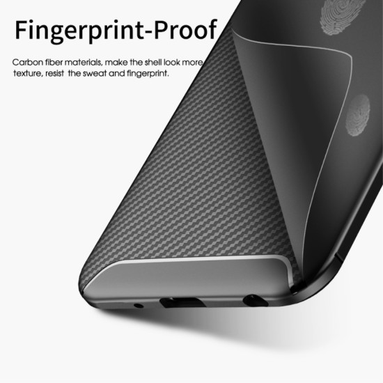 IPAKY Carbon Fiber Texture Soft TPU Heat Dissipation Back Airbag Case priekš Huawei Honor Play - Melns - Triecienizturīgs silikona aizmugures apvalks (bampers, vāciņš, slim TPU silicone case shell cover, bumper)