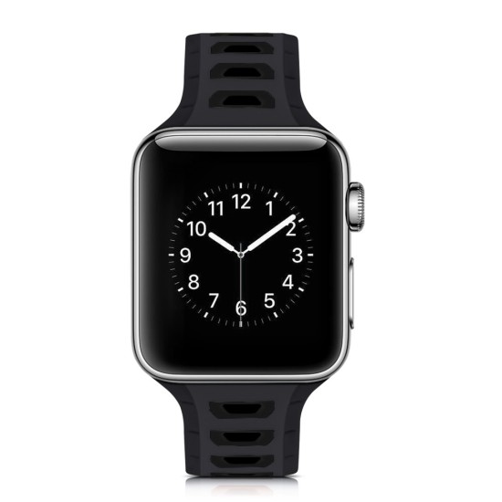 Dual Color Silicone Watch Band priekš Apple Watch 42 / 44 / 45 mm / Ultra 49 mm - Melns - silikona siksniņas (jostas) priekš pulksteņiem