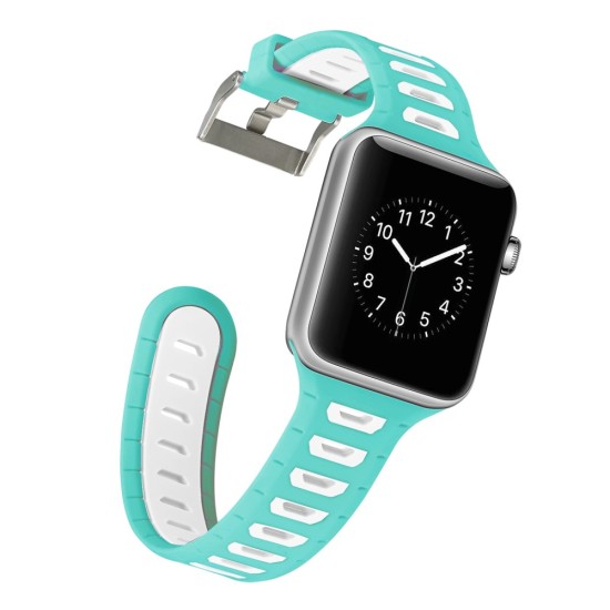 Dual Color Silicone Watch Band priekš Apple Watch 42 / 44 / 45 mm / Ultra 49 mm - Zaļš/Balts - silikona siksniņas (jostas) priekš pulksteņiem