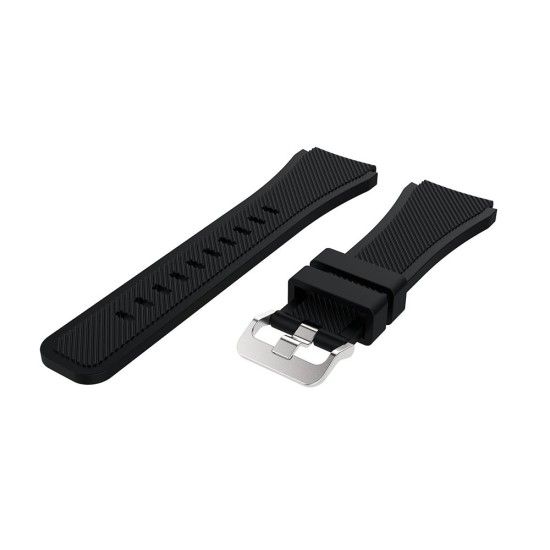 22mm Twill Texture Silicone Watchband Strap - Melns - silikona siksniņas (jostas) priekš pulksteņiem