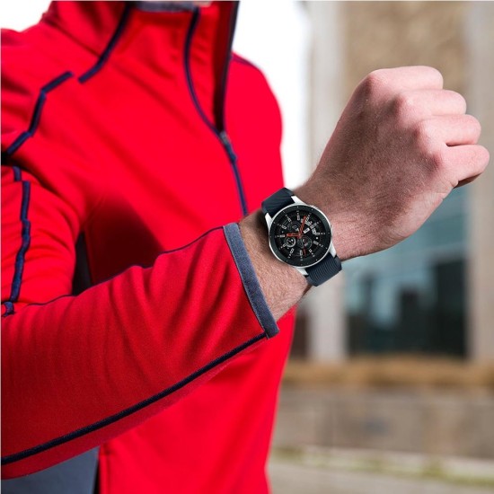 22mm Twill Texture Silicone Watchband Strap - Тёмно Синий - силиконовый ремешок для часов