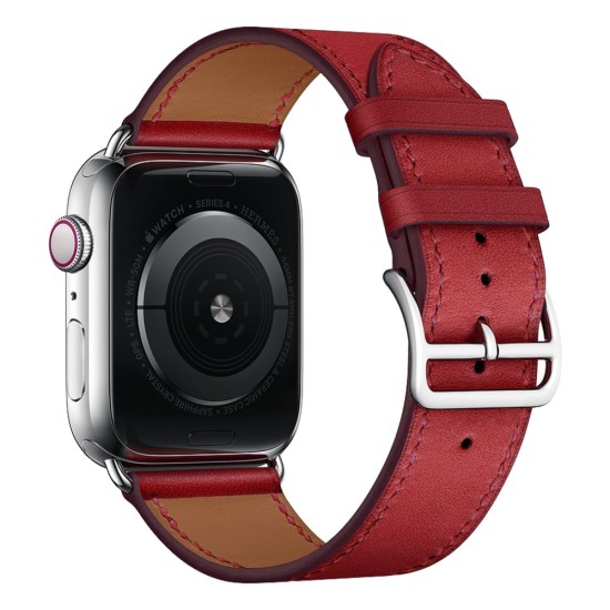 Genuine Leather Watch Wrist Bracelet для Apple Watch 42 / 44 / 45 mm / Ultra 49 mm - Красный - ремешок для часов из натуральной кожи