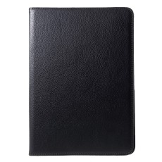 360 Rotary Litchi Grain Leather Cover w/ Stand priekš Apple iPad Pro 11 (2018) / Air 4 (2020) / Air 5 (2022) / Air 11 (2024 / 2025) - Melns - sāniski atverams maciņš ar stendu