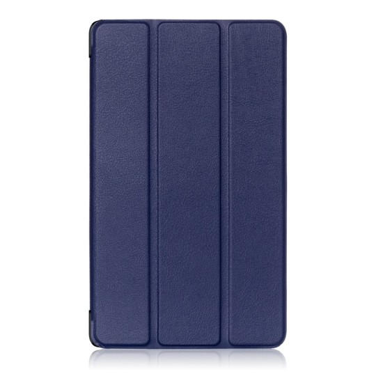 Tri-fold Stand PU Smart Auto Wake/Sleep Leather Case priekš Lenovo Tab 4 8.0 TB-8504 - Tumši Zils - sāniski atverams maciņš ar stendu