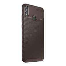Beetle Series Carbon Fiber TPU Protection Phone Cover priekš Huawei Honor 8X - Brūns - triecienizturīgs silikona aizmugures apvalks (bampers, vāciņš, slim TPU silicone case shell cover, bumper)
