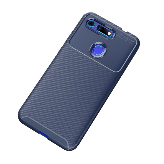 Beetle Series Carbon Fiber TPU Protection Phone Cover priekš Huawei Honor View 20 - Zils - triecienizturīgs silikona aizmugures apvalks (bampers, vāciņš, slim TPU silicone case shell cover, bumper)
