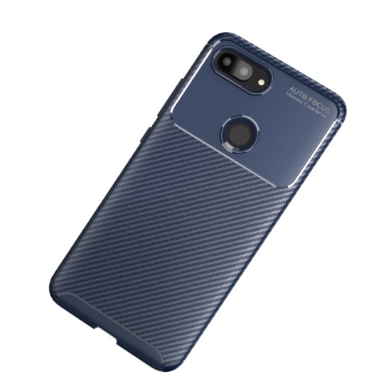 Beetle Series Carbon Fiber TPU Protection Phone Cover priekš Xiaomi Mi 8 Lite - Zils - triecienizturīgs silikona aizmugures apvalks (bampers, vāciņš, slim TPU silicone case shell cover, bumper)