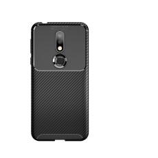 Beetle Series Carbon Fiber TPU Protection Phone Cover priekš Nokia 7.1 (2018) - Melns - triecienizturīgs silikona aizmugures apvalks (bampers, vāciņš, slim TPU silicone case shell cover, bumper)
