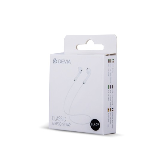Devia V0 Earphone Strap priekš Apple Airpods - Melns - silikona virve / striķis bezvadu austiņām