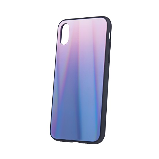 Aurora Glass Back Case priekš Samsung Galaxy A20e A202 - Brūns / Melns - silikona un stikla aizmugures apvalks (bampers, vāciņš, TPU back cover, bumper shell)