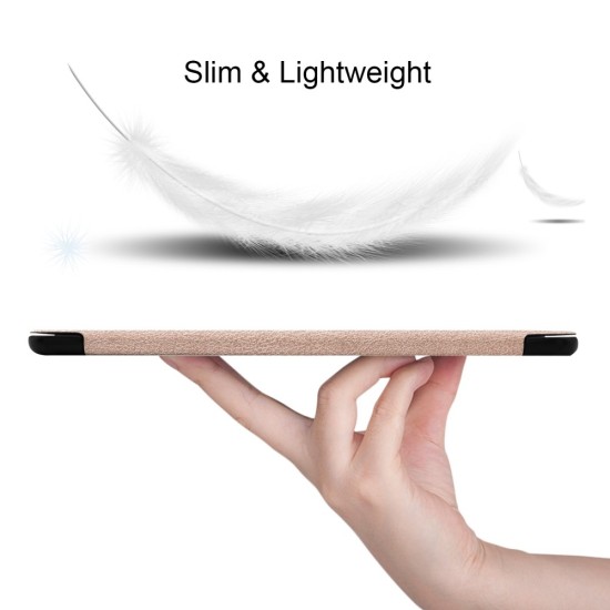 Tri-fold Stand PU Leather Case priekš Samsung Galaxy Tab S5e T720 / T725 - Rozā Zelts - sāniski atverams maciņš ar stendu