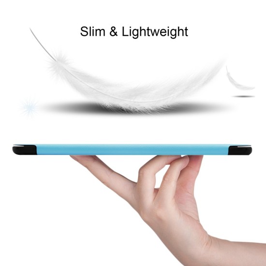 Tri-fold Stand PU Leather Case priekš Samsung Galaxy Tab S5e T720 / T725 - Gaisi Zils - sāniski atverams maciņš ar stendu