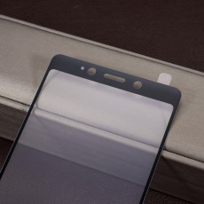 Full Size Silk Print Tempered Glass screen protector guard priekš Sony Xperia L3 I4312 - Melns - Ekrāna Aizsargstikls / Bruņota Stikla Aizsargplēve (Full screen size curved)