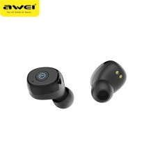 Awei T85 TWS Twins True Wireless Bluetooth V5.0 Earbuds with Charging Base Universālas Buds Formas Bezvadu Austiņas - Melnas