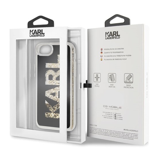 Karl Lagerfeld Glitter Karl Logo series KLHCI8KAGBK priekš Apple iPhone 7 / 8 / SE2 (2020) / SE3 (2022) - Melns - plastikāta aizmugures apvalks / bampers-vāciņš