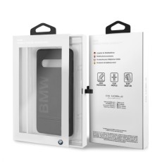 BMW Leather Hardcase BMHCS10LLSB priekš Samsung Galaxy S10 S973 - Melns - ādas apvalks (bampers, vāciņš, leather case cover, bumper)