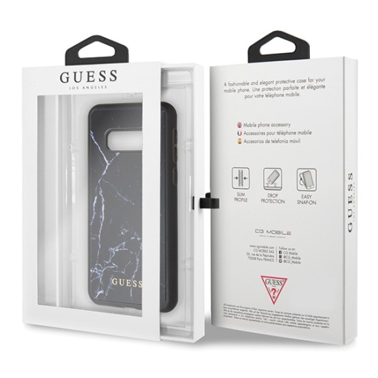 Guess Marble series GUHCS10LHYMABK priekš Samsung Galaxy S10e / S10e EE G970 - Melns - silikona aizmugures apvalks (bampers, vāciņš, slim TPU case cover, bumper)