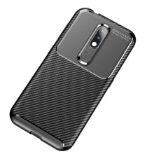 Beetle Series Carbon Fiber TPU Protection Phone Cover priekš Nokia 4.2 - Melns - triecienizturīgs silikona aizmugures apvalks (bampers, vāciņš, slim TPU silicone case shell cover, bumper)