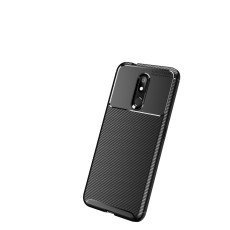 Beetle Series Carbon Fiber TPU Protection Phone Cover priekš Nokia 3.2 - Melns - triecienizturīgs silikona aizmugures apvalks (bampers, vāciņš, slim TPU silicone case shell cover, bumper)