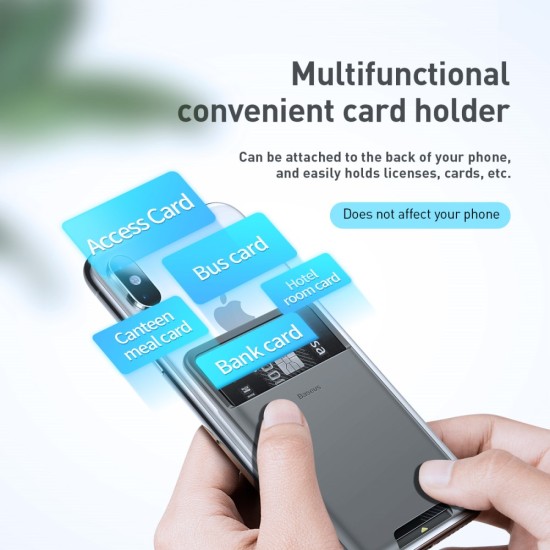 Baseus Silicone Back Stick Credit / ID Card Holder - Tumši Pelēks - silikona kredītkaršu vai ID karšu turētājs