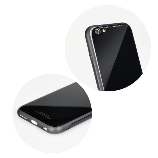 Forcell Glass Back Case priekš Apple iPhone 11 Pro - Melns - plastikas aizmugures apvalks ar aizsardzības stiklu (bampers, vāciņš, PU back cover, bumper shell)