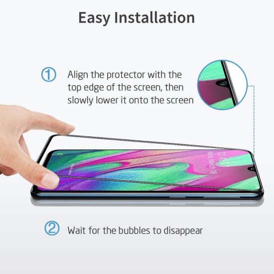 ESR 5D Full Glue Case Friendly (2 gab.) Tempered Glass protector priekš Samsung Galaxy A20e A202 - Melns - Ekrāna Aizsargstikls / Bruņota Stikla Aizsargplēve