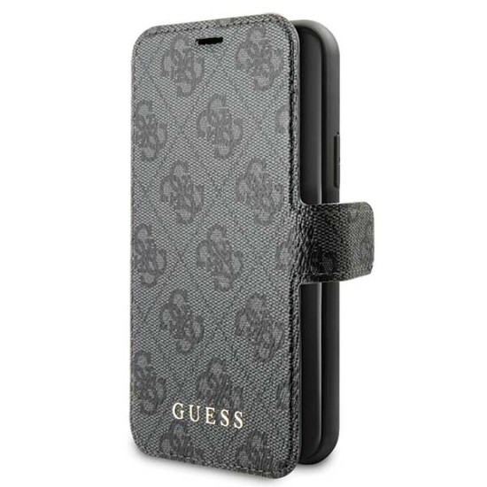 Guess 4G series GUFLBKSN654GG priekš Apple iPhone 11 Pro Max - Tumši Pelēks - sāniski atverams maciņš ar stendu