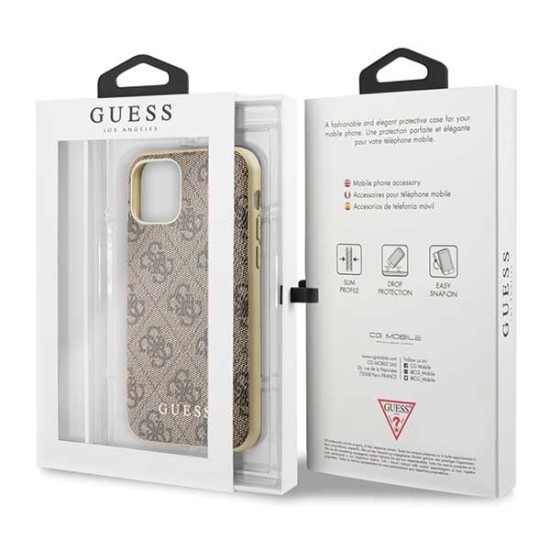 Guess 4G series Back Case GUHCN58G4GB priekš Apple iPhone 11 Pro - Brūns - mākslīgās ādas apvalks / maciņš