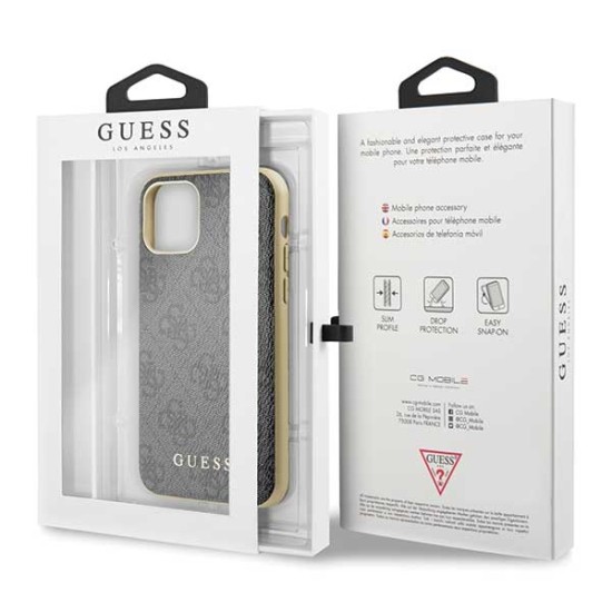 Guess 4G series Back Case GUHCN58G4GG priekš Apple iPhone 11 Pro - Tumši Pelēks - mākslīgās ādas apvalks / maciņš