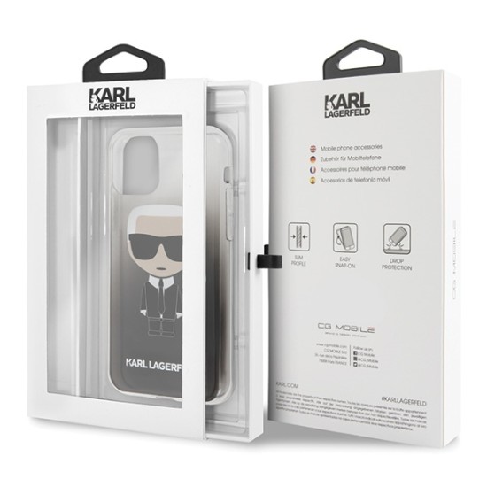 Karl Lagerfeld Iconic Karl Gradient series Back Case KLHCN65TRDFKBK priekš Apple iPhone 11 Pro Max - Melns - silikona-plastikāta apvalks / maciņš