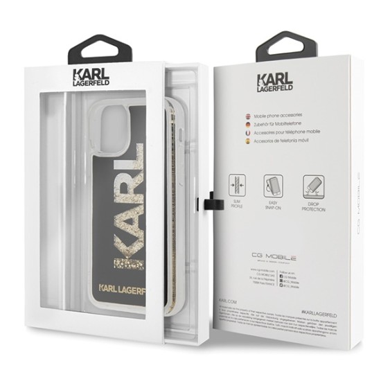 Karl Lagerfeld Karl Logo Glitter series Back Case KLHCN58KAGBK priekš Apple iPhone 11 Pro - Melns - silikona-plastikāta aizmugures apvalks / maciņš
